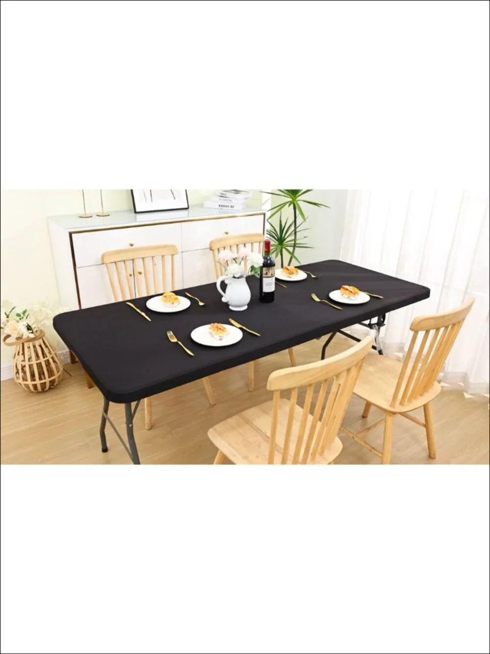 2 Pack Rectangle Spandex Fitted Tablecloth 6FT Elastic Waterproof Washable